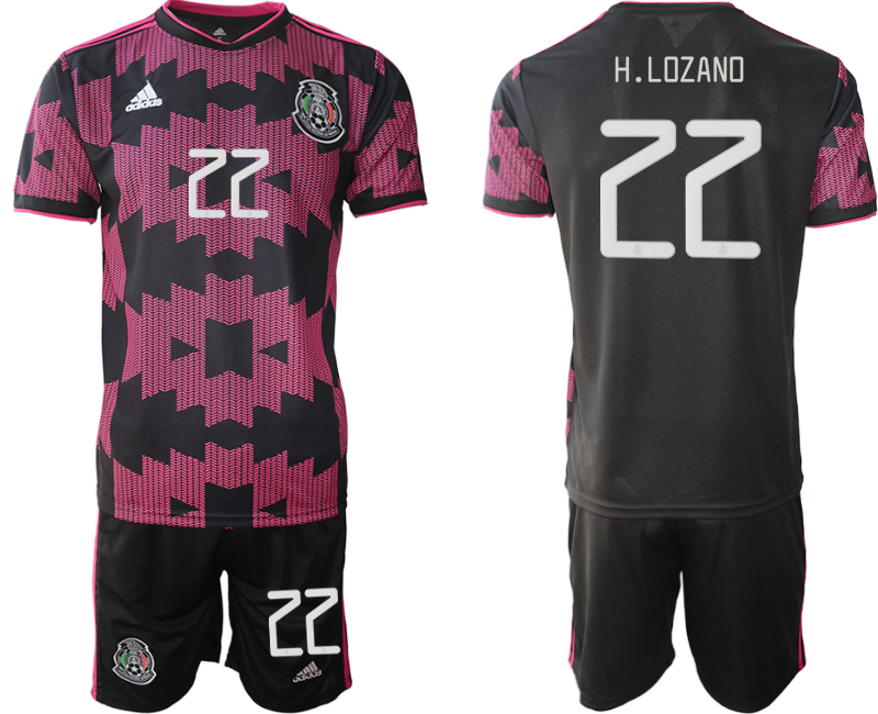 Men 2020-2021 Season National team Mexico home black #22 Soccer Jersey->mexico jersey->Soccer Country Jersey